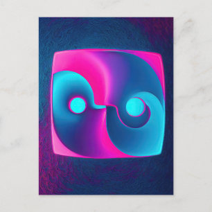 Cartão Postal Espiritualidade Radiante: Vibrante Yin Yang Rosa e