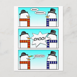 Cartão Postal Espirrendo Snowman