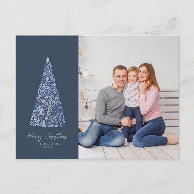 Cartão Postal Esplêndida foto de Natal/Feriado da Árvore Azul do (Frente)