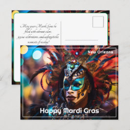 Cartão Postal 💚 💜 💛 Esplendor de Penas: Opulência Mardi Gras