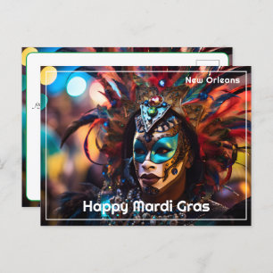 Cartão Postal 💚 💜 💛 Esplendor de Penas: Opulência Mardi Gras