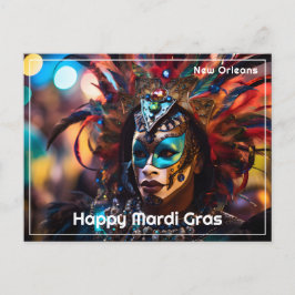 Cartão Postal 💚 💜 💛 Esplendor de Penas: Opulência Mardi Gras