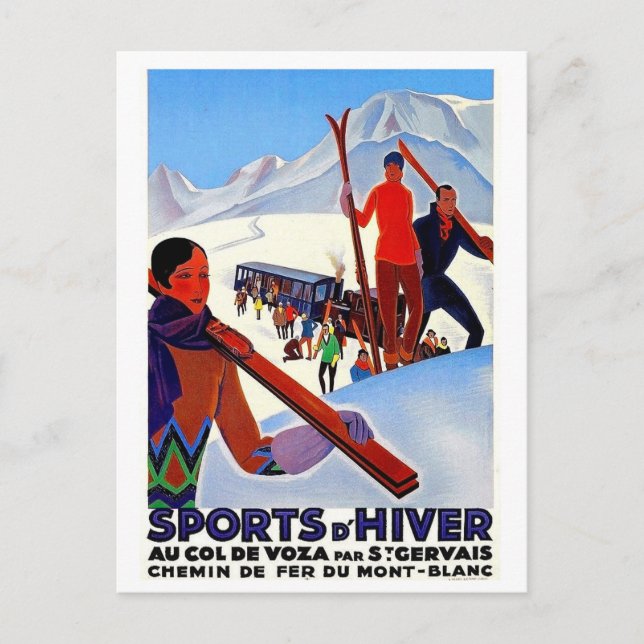 Cartão Postal Esporte de esqui em D'Hiver, Mont Blanc, França, c (Frente)