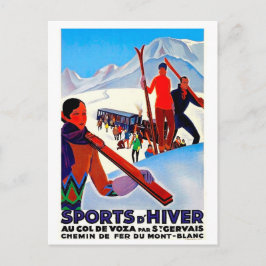 Cartão Postal Esporte de esqui no Inverno, Mont Blanc, França, v