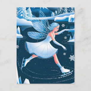Cartão Postal Esportes De Inverno De Pé De Gelo Adorável