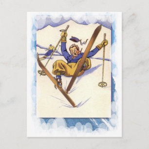 Cartão Postal Esportes de inverno do vintage - apenas pouca