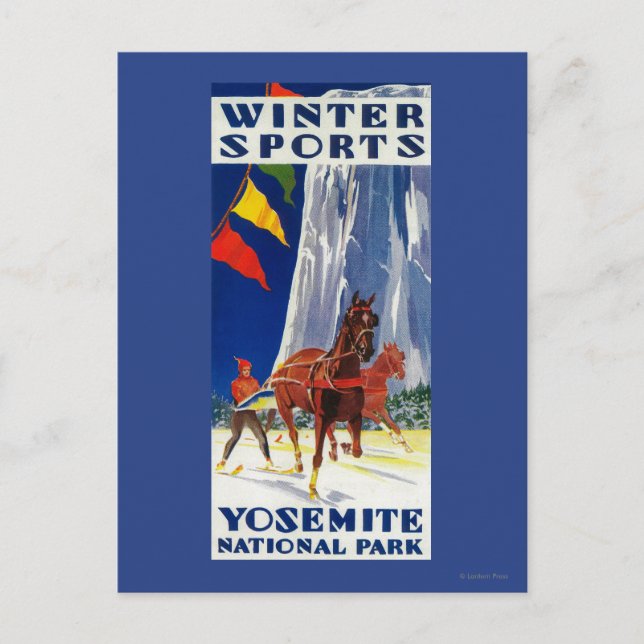 Cartão Postal Esportes de inverno em Yosemite Poster Yosemite, C (Frente)