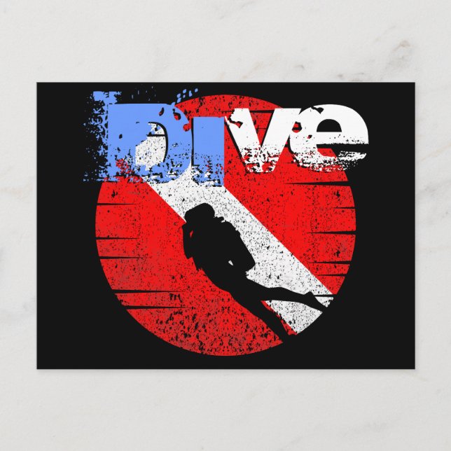 Cartão Postal Esportes de mergulho, American Diver Down Flag SCU (Frente)