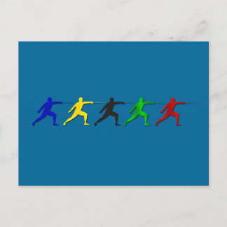 Cartão Postal Esportes Esportivos De Mulheres Atletas De Esgrima