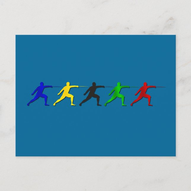 Cartão Postal Esportes Esportivos De Mulheres Atletas De Esgrima (Frente)