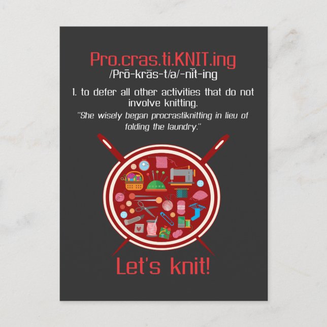 Cartão Postal Esposa Divertida de Tricô Deixa Tricotar Artesã (Frente)