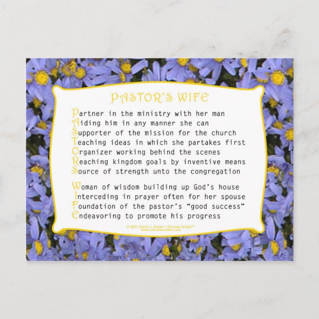 Cartão Postal Esposa do Pastor (Acrótica) (Frente)