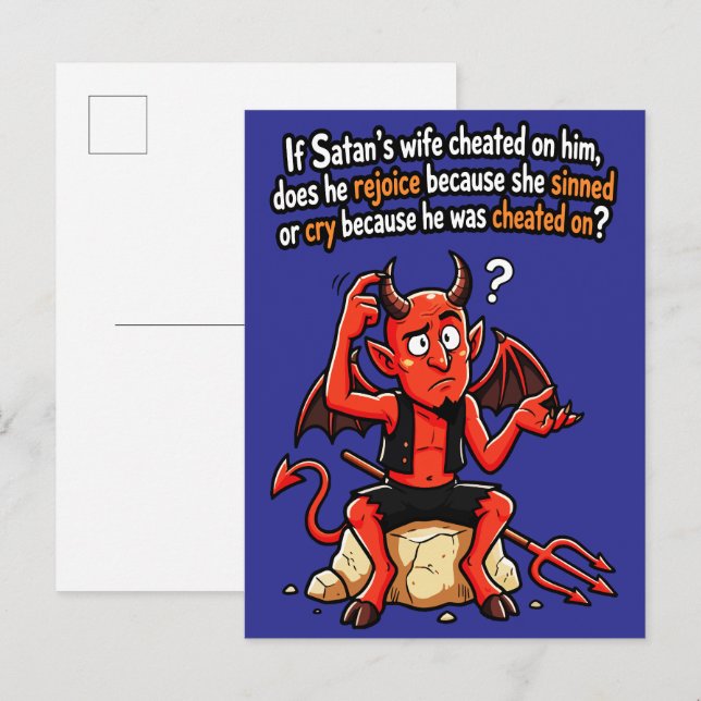 Cartão Postal Esposa Infiel de Satanás Piada do Pecado Meme Dive (Frente/Verso)