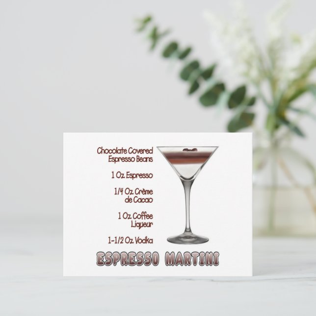 Cartão Postal Espresso Martini Cocktail Recebe Arte (Em pé/Frente)