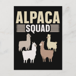 Cartão Postal Esquadrão de Alpaca Engraçado Amante de Animais