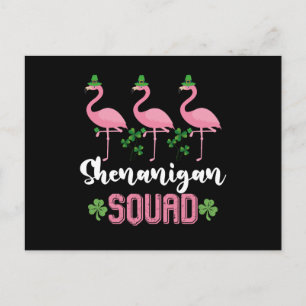 Cartão Postal Esquadrão Shenanigan Flamingo Leprechaun St Patric