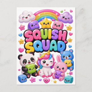 Cartão Postal Esquadrão Squish Panda Arco-íris Brilhante Unicórn