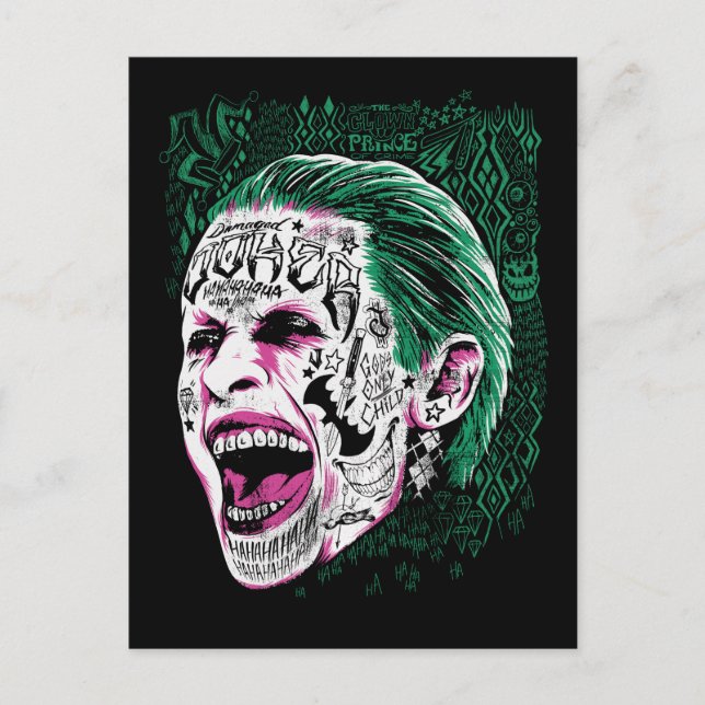 Cartão Postal Esquadrão Suicida | Desenho Da Cabeça De Joker Rid (Frente)