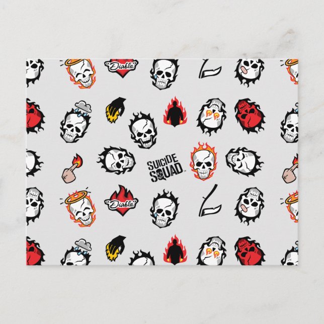 Cartão Postal Esquadrão Suicida | Diablo Emoji Pattern (Frente)