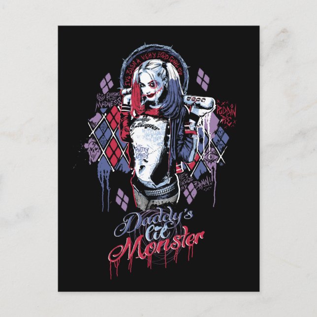 Cartão Postal Esquadrão Suicida | Harley Quinn Grafite Incluso (Frente)