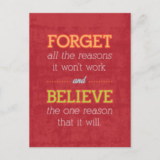 Cartão Postal Esqueça todas as razões pelas quais não funcionará