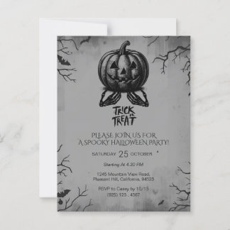 Cartão Postal Esqueleto Assustador Pumpkin Trick ou Treat SpookP