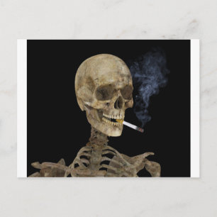 Cartão Postal Esqueleto com cigarro