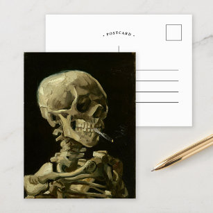 Cartão Postal Esqueleto com cigarro queimado   Van Gogh
