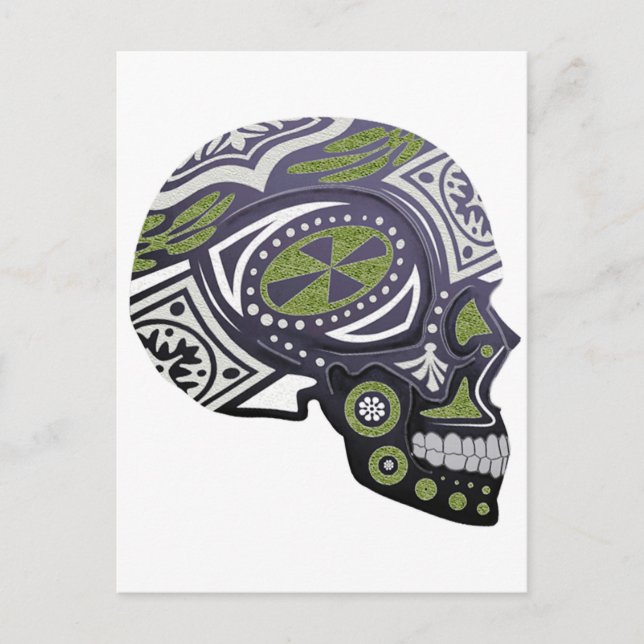 Cartão Postal Esqueleto de Açúcar Verde Roxo (Frente)
