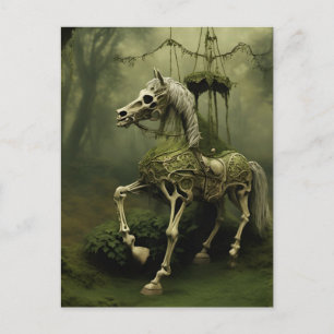 Cartão Postal Esqueleto de Carrossel Cavalo Vitoriano Spookie