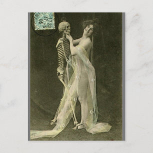 Cartão Postal Esqueleto de dança Risqué francês Foto da Vinta