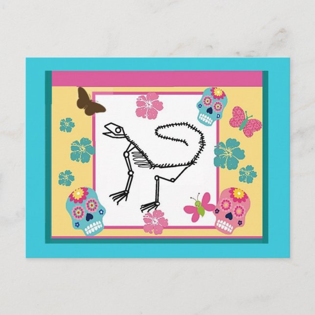 Cartão Postal Esqueleto de Lizard, Dia dos Mortos (Frente)