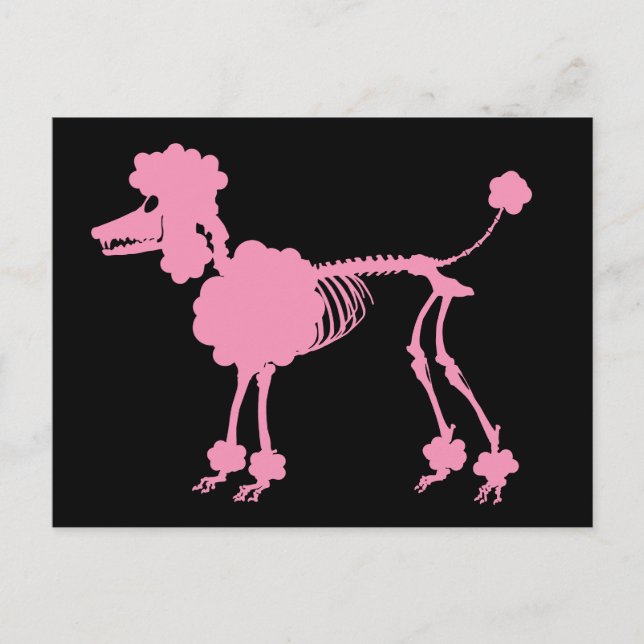 Cartão Postal Esqueleto de Poodle Rosa (Frente)