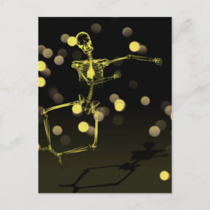 Cartão Postal Esqueleto de Raio X dançante - Amarelo