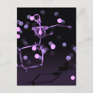 Cartão Postal Esqueleto de Raio X dançante - Roxo