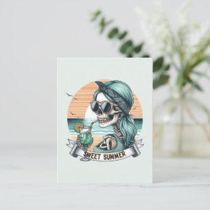 Cartão Postal Esqueleto de verão doce - Design de Sol retrô