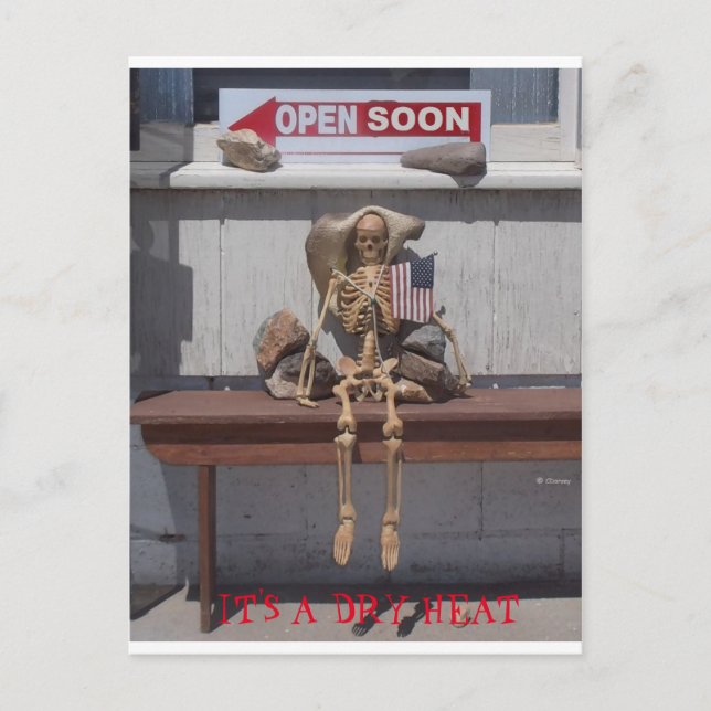 Cartão Postal Esqueleto - É um calor seco (Frente)