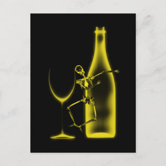 Cartão Postal Esqueleto e Vinho de Celebração com Raio-X - Amare