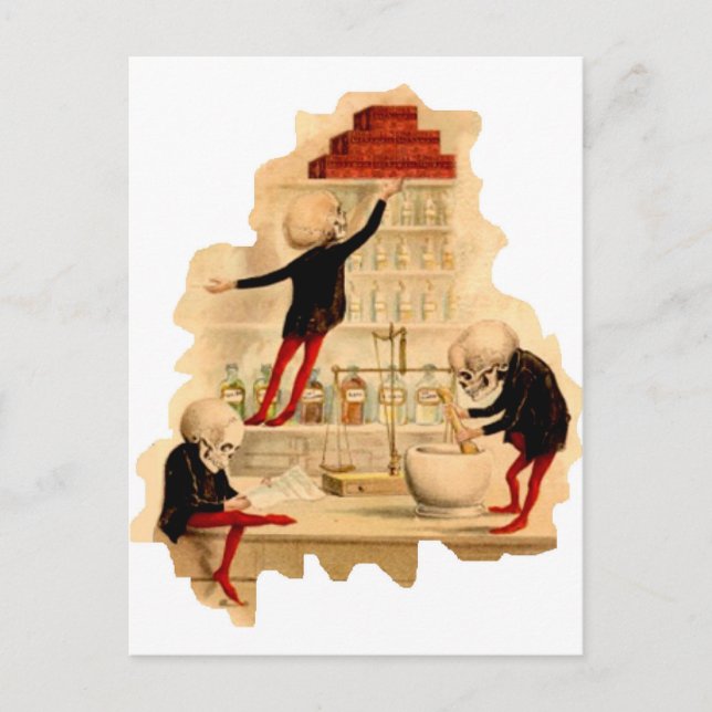 Cartão Postal Esqueletos de Cientistas Loucos (Frente)