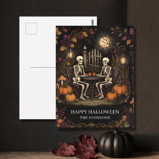 Cartão Postal Esqueletos Noite de Halloween