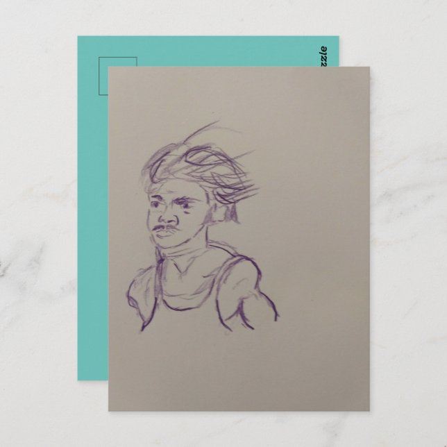 Cartão Postal Esquema de Lápis de Corpo Superior (Frente/Verso)