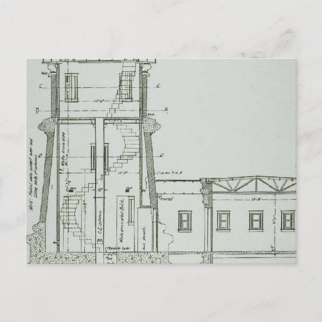 Cartão Postal Esquemática do Farol de Rock Dividido (Frente)