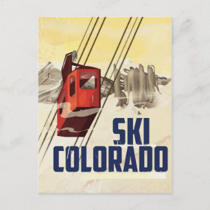 Cartão Postal Esqui! Colorado pôster de viagem vintage