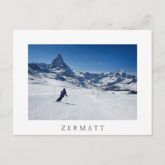 Cartão Postal Esqui com o Monte Matterhorn em Zermatt, Suiça