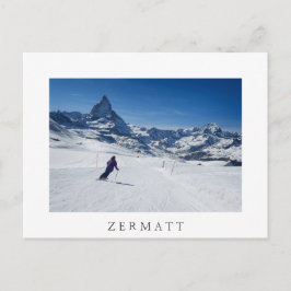 Cartão Postal Esqui com o Monte Matterhorn em Zermatt, Suiça