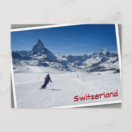 Cartão Postal Esqui com o Monte Matterhorn em Zermatt, Suiça