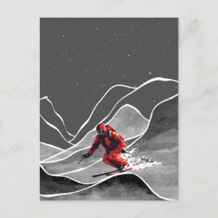 Cartão Postal Esqui da Montanha Snowy
