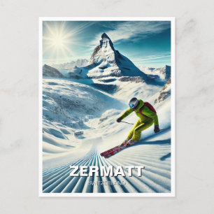 Cartão Postal Esqui de esquiador de Suiça Zermatt