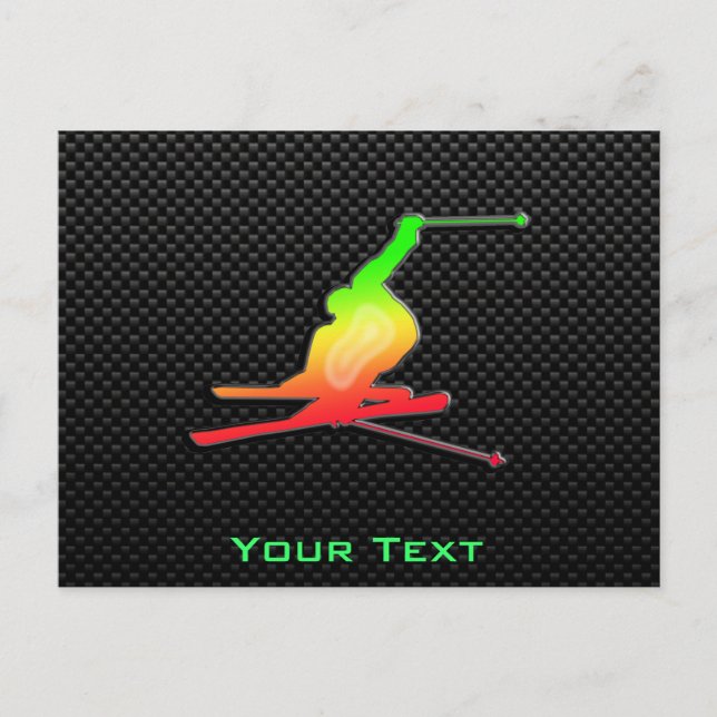 Cartão Postal Esqui de neve elegante (Frente)