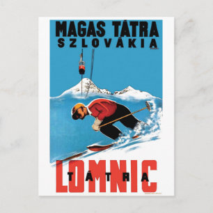 Cartão Postal Esqui em Magas Tatra, Eslováquia